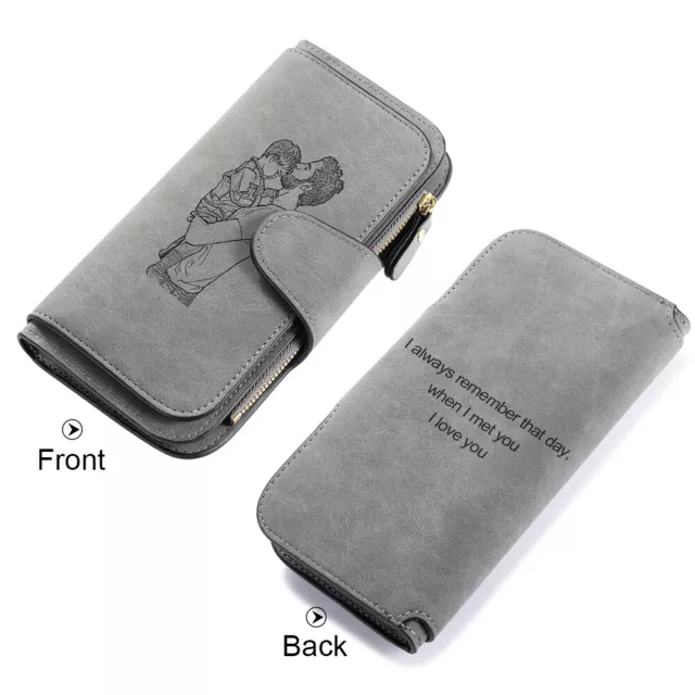 Customized PU Leather Long Folio Wallet Photo and Text - Personalize your style! 2