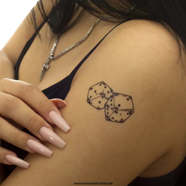 2 x Würfel Tattoo - Motiv in schwarz - Temporary Body Tattoo (2)