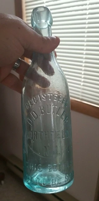 Great Antique O.d Butler Northfield Nj Blob Top Soda Bottle Pretty Aqua Color