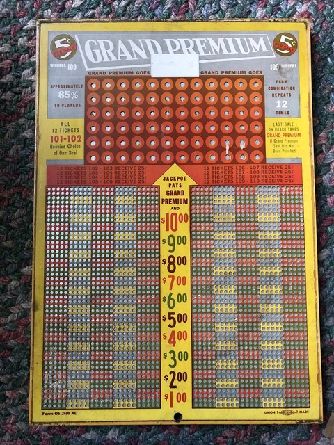 Vtg Punch Board Grand Premium Hamilton Size 2400 .05 Trade Simulator NOS