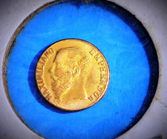 RARE 1865 "R" Mexican Empire of Maximilian Micro Gold Coin RARE 1865 "R" Mexican Empire of Maximilian Micro Gold Coin
