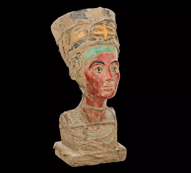 RARO ANTICO EGIZIANO ANTICO Statua della testa della regina Nefertiti del...