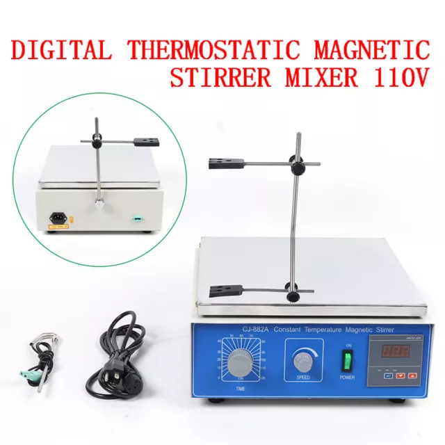 10L Digital Lab Hot Plate Magnetic Stirrer Mixer Thermostatic Heating +Hot Plate