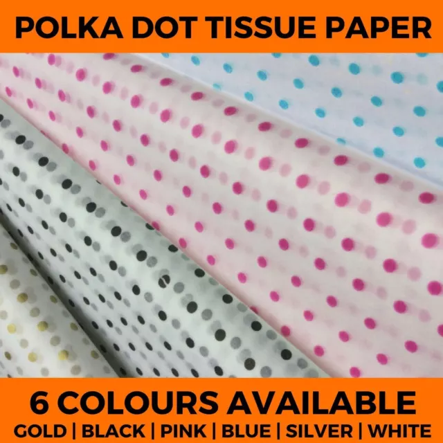 Printed Polka Dot Tissue Paper Spots Acid Free - Coloured Gift Wrapping Pattern