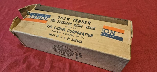 1936 Correct Lionel 392W Tender Box For The Black 392Tw Prewar All Flaps A Brick