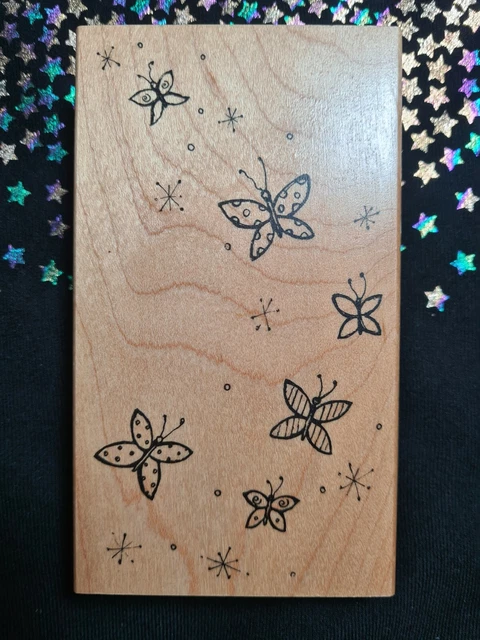 Craft Stamp Block Butterfly Star Background Card Making Scrapbook 7.3 x 12.8 cm