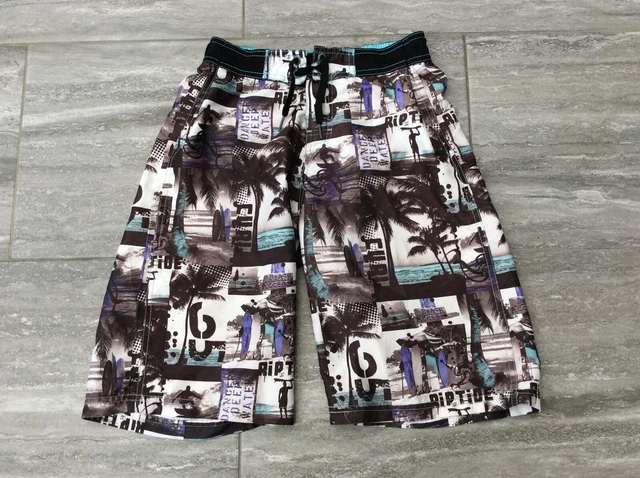 Pantaloncini da nuoto hawaiani tavola nera per ragazzi - età 12-13