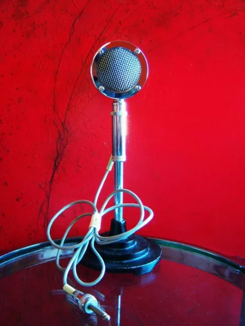 Vintage 1960s Astatic D-104 crystal "Lollipop" microphone w F11 adapter & cable