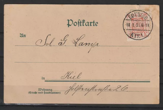 Privatpost Stadtpost Kiel Marke auf Postkarte Ansichtskarte, 1900 #1092558