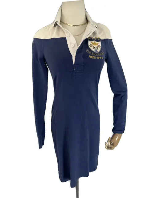 Vintage Rugby Ralph Lauren Womens Shirt Dress XS Polo 15 Back Team Logo Preppy
