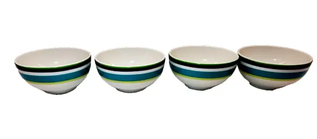 KATE SPADE Wickford Café Stripe Green DESSERT / FRUIT BOWLS by LENOX - Set of 4