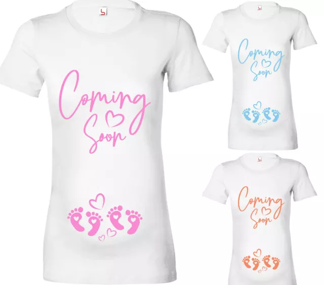 Womens Maternity T-Shirt Ladies Baby Twins Coming Soon Any Name TShirt Top Gift