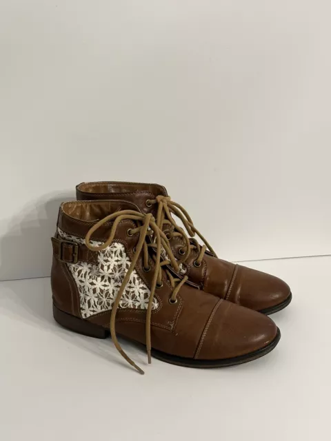 Madden Girl Armie Brown Lace Up Ankle Boots - 9 3