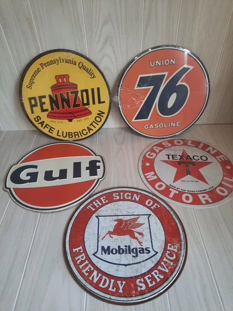 Gas Station Signs Vintage Retro Style Reproduction Gulf Texaco Pennzoil 5 Total