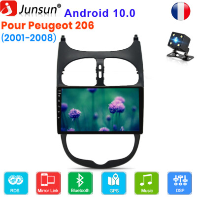 DAB 9" Android 10.0 Autoradio USB DAB WiFi GPS Navigatore Per PEUGEOT 206 2001-2008 