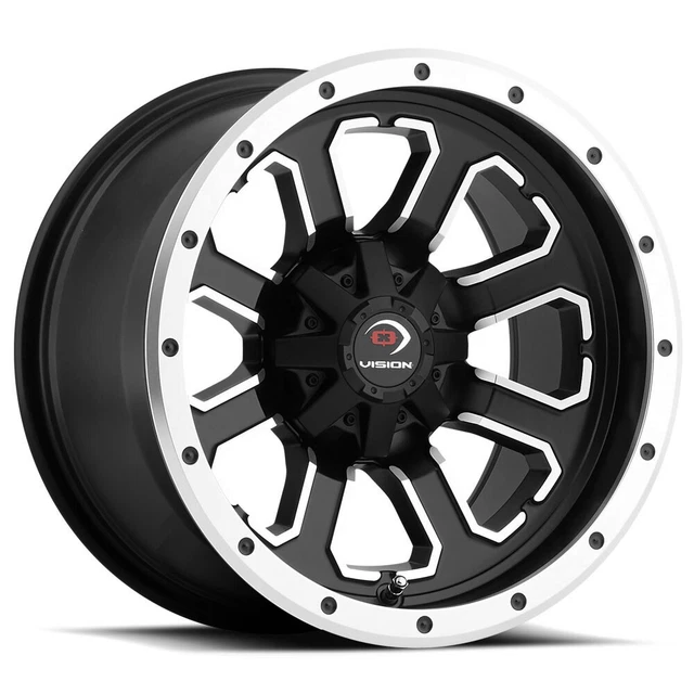 Vision UTV 548 Commander 14x7 4x110 +2.5mm Black/Machined Wheel Rim 14" Inch