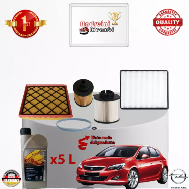 Kit Tagliando 4  Filtri E Olio Opel Astra J 1.7 Cdti 92Kw 125Cv Dal 2010 ->