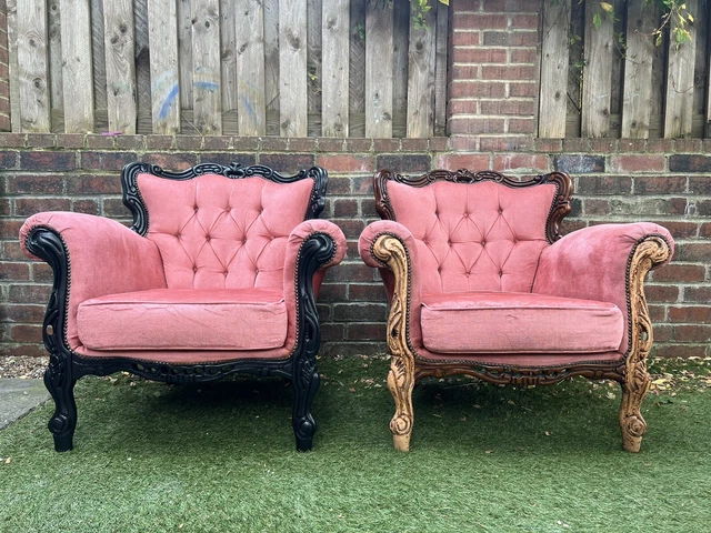 Vintage Armchairs Pair Louis XIV XV Style Rococo Chateau- Big, Robust, Comfy!