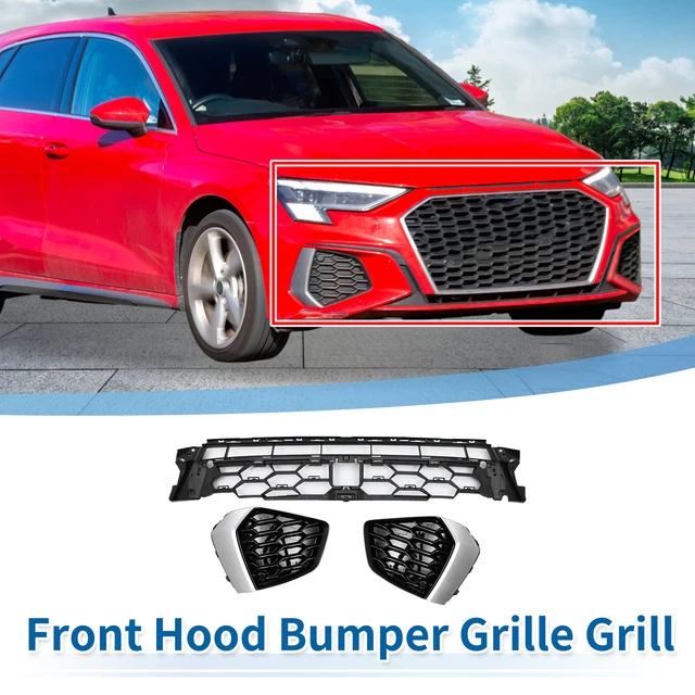 Grilles Pare-chocs Avant GAUCHE + DROITE Pour Audi A3 8P (06.2008-08.2012) - Noir