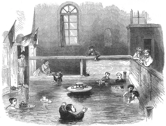 SWITZERLAND. Baths at Leukerbad 1891 old antique vintage print picture