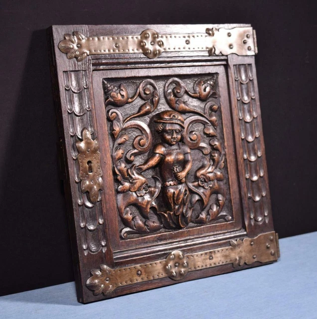 *French Antique Gothic Revival Panel in Oak Wood Salvage with Deep Carvings 3