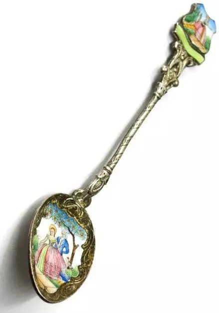 Southern Belle Gentleman Vintage Silver Plated Souvenir Collector Spoon Enamel