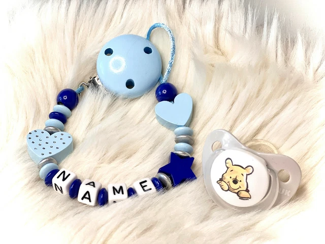 Chaîne de Tétine avec Noms, Coeur Et Étoile, Cadeau pour La Bébé à la Naissance