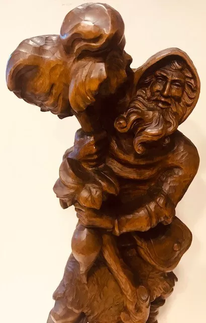 Alte geschnitzte Holzfigur "Großer Rübezahl - Berggeist" Südtirol - Holzkunst