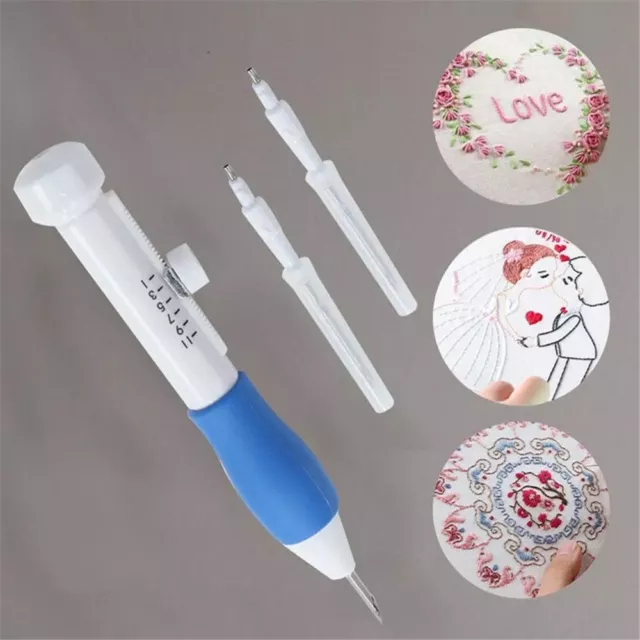 Bleistift Handwerks werkzeuge Threader Punch Nadel DIY Stickerei-Stift-Set