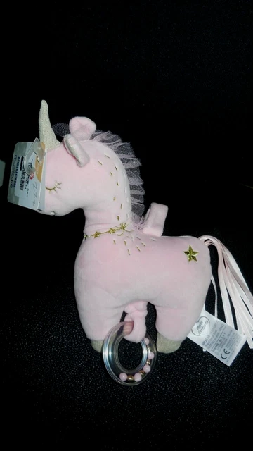 doudou peluche musical licorne rose étoile doré or MOTS D'ENFANTS - NEUF -