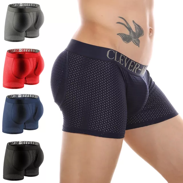 Men Padded Underwear Butt Lifter Hips Enhancer Fajas Boxer Briefs Push Up  Panty 