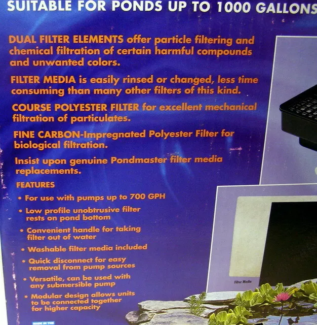** PONDMASTER 1000 - GARDEN POND FILTER -- BRAND NEW in BOX - Unused **