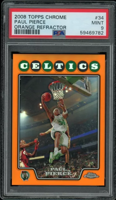 2008 Topps Chrome #34 Orange Refractor - PAUL PIERCE - PSA 9