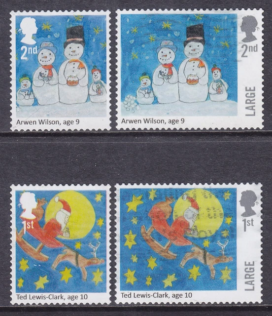 2017 GB Christmas 1st 2nd Large SG 4028-4031 Santa & Snowman Used Stamps