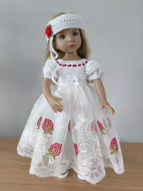 Crochet & Embroidered Tulle Dress Set for 13" Dianne Effner Little Darling Doll