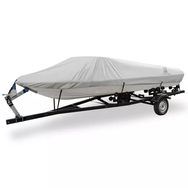 Housse bateau en polyester 300D 14 à 16 pieds remorquable protection coque grise