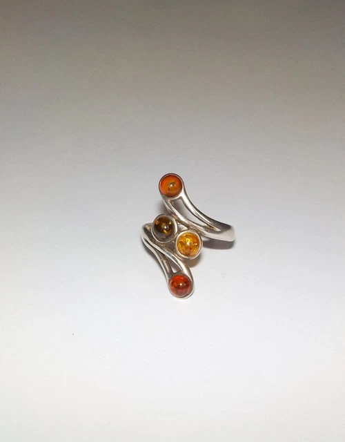 Bague Argent 925 Avec Cabochon En Ambre Véritable - Taille 57, Neuf Sans Emballage