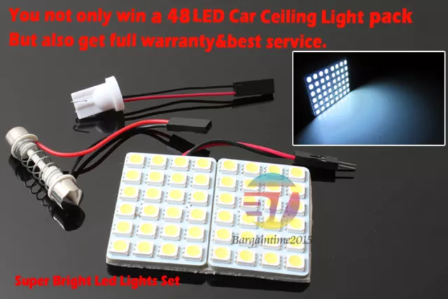 48 LED 5050 SMD DC 12V Car Interior Lights Panel Bulb Lamp T10&BA9S Dome Festoon 2