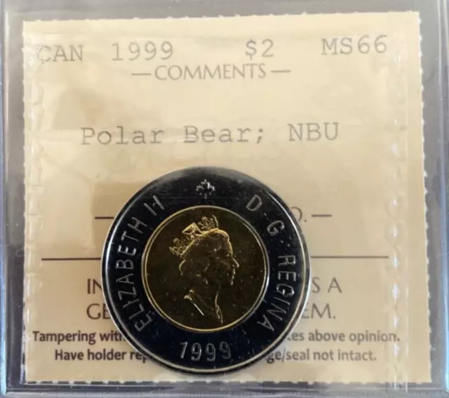 Canada - 2 Dollars - 1999 - Polar Bear ; NBU - ICCS Certified - MS-66
