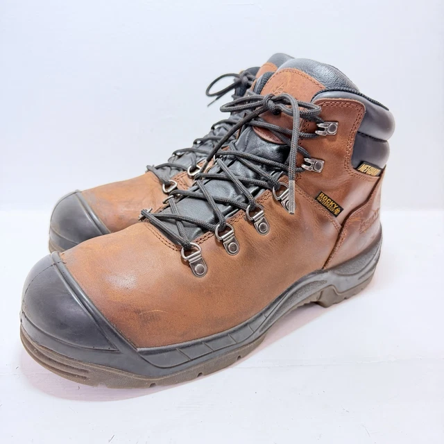 Work Bootrs ROCKY HARD TOE Work Boots Mens 11M Composite Brown Leather Hiker 5 ...