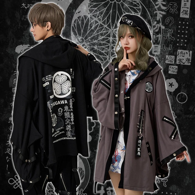 Japan Anime cosplay Harajuku tokugawa ieyasu hooded zippered haori jacket JJ2431 Japan Anime cosplay Harajuku tokugawa ieyasu hooded zippered haori jacket JJ2431