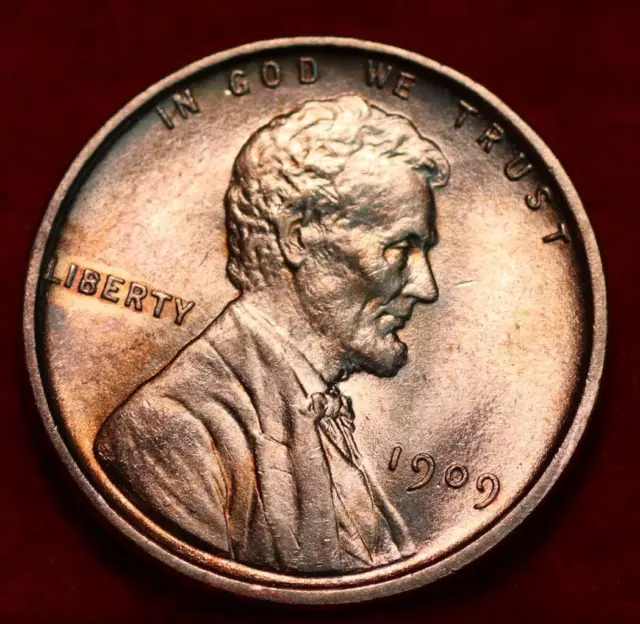 Uncirculated Red 1909 VDB Philadelphia Mint Copper Lincoln Wheat Cent