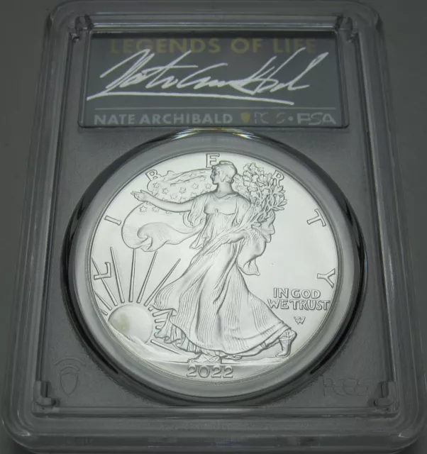 2022 Silver Eagle 1oz PCGS MS70 First Strike Legends Signed By Nate Archibald