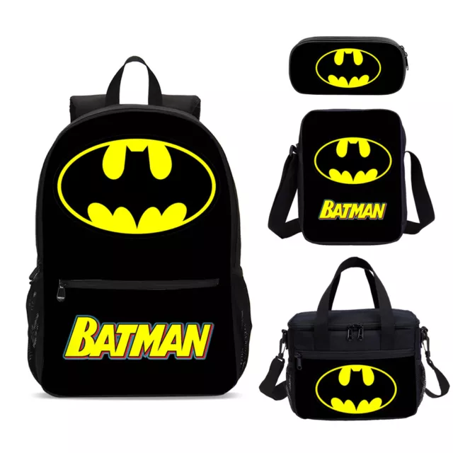 Batman Superhéroe Película Niños Mochila Escolar Aislada Bolsa de Almuerzo Bolso Pluma Set