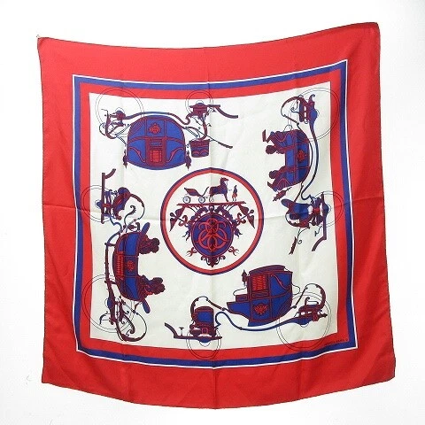 Hermes Boyfriend 90 Ex-Libris Ex Libris Scarf Carriage Whole Pattern Silk 100 Re