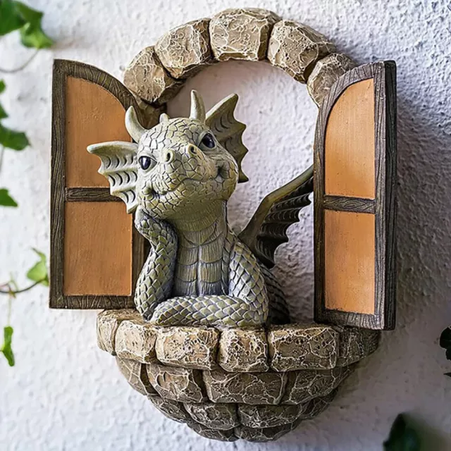 Garden Statue Dragon Meditation Statue Crafts Resin Ornament Dinosaur Shape Scul