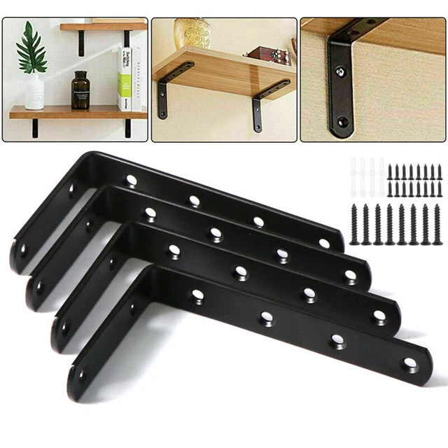 4Pc Stainless Steel Right Angle Bracket Corner Brace Joint Shelf Support L Shape