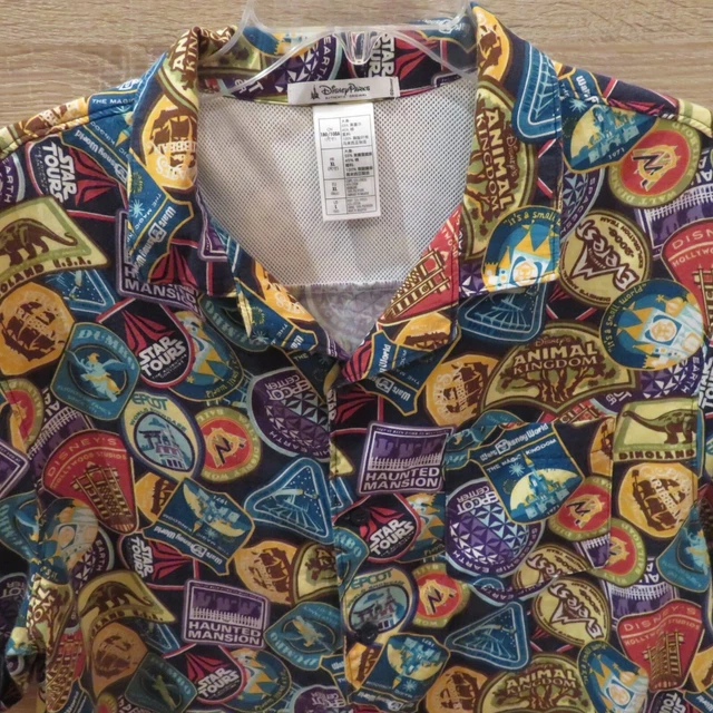 Disney Parks Rides Travel Hawaiian Shirt Haunted Mansion Star Wars Pirates Sz L