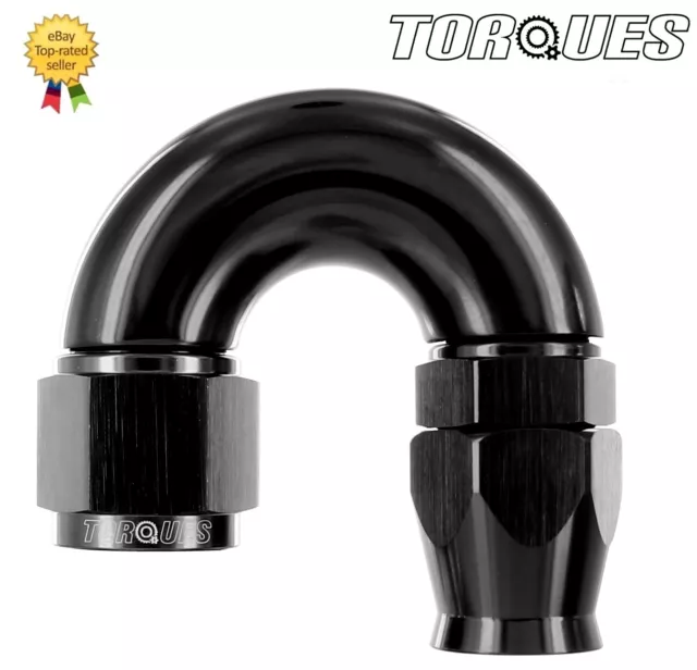 AN -10 (AN10 JIC-10) 180 Degree ULTRAFLOW Teflon PTFE Hose Fitting Stealth Black