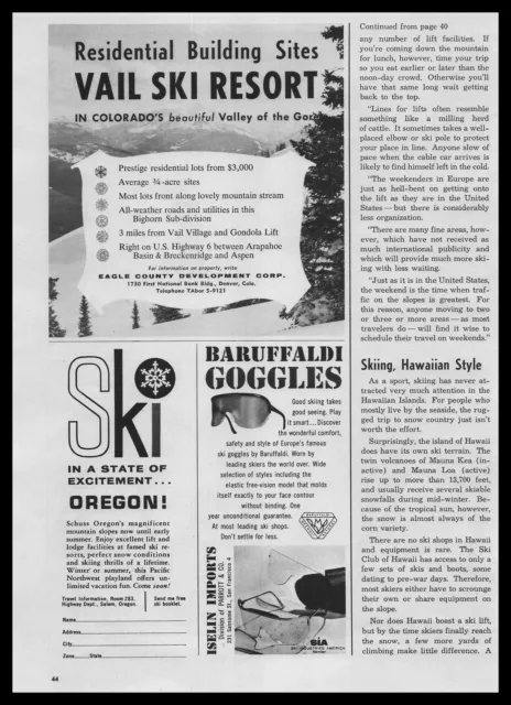 1963 Baruffaldi Snow Ski Goggles Iselin Imports San Francisco Vintage Print Ad